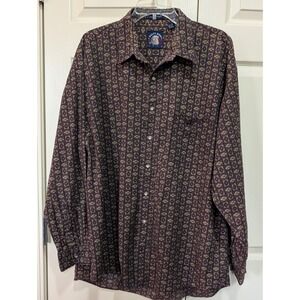 VTG Gant Salty Dog XL Burgundy Poplin Button Down Shirt Long Sleeve Quirky Print